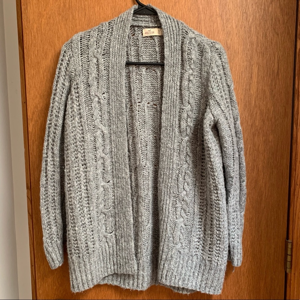 Hollister Cable Knit Gray Sweater Cardigan